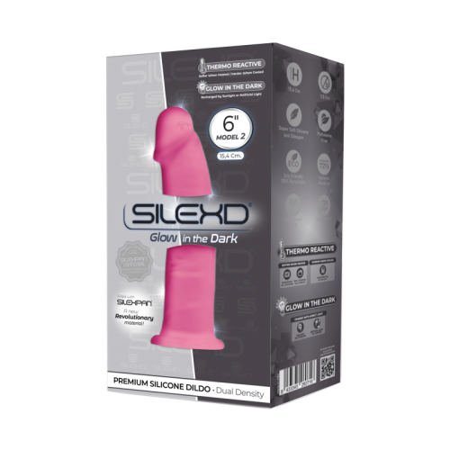 SilexD Robby Pink Glow in the dark - Фаллоимитатор двухслойный, 15.5х3.5 см